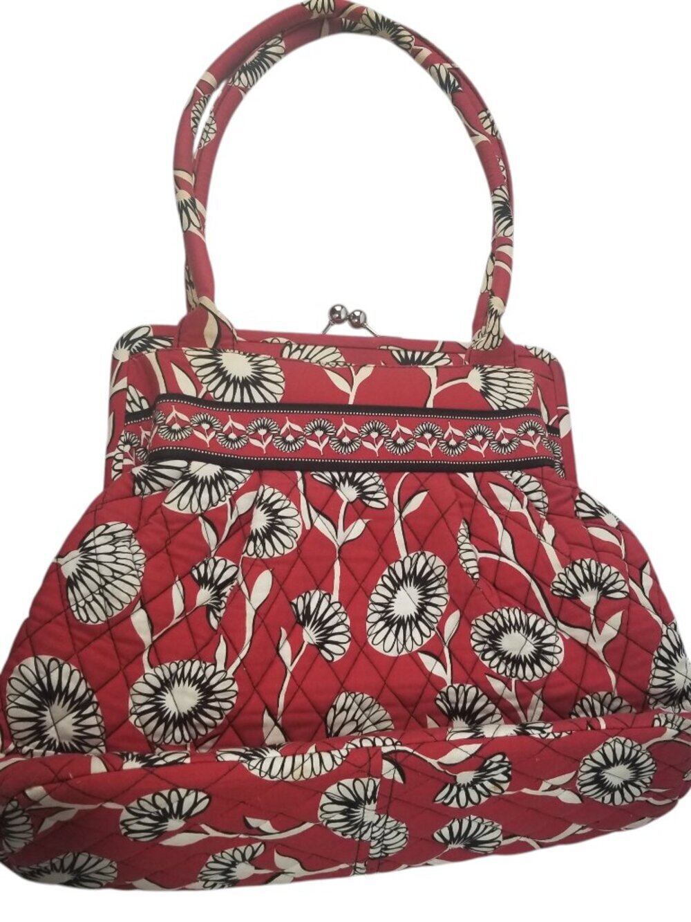 Vera Bradley(Retired)"Deco Daisy" Red Floral Kiss Lock Prairie Cottagecore Purse